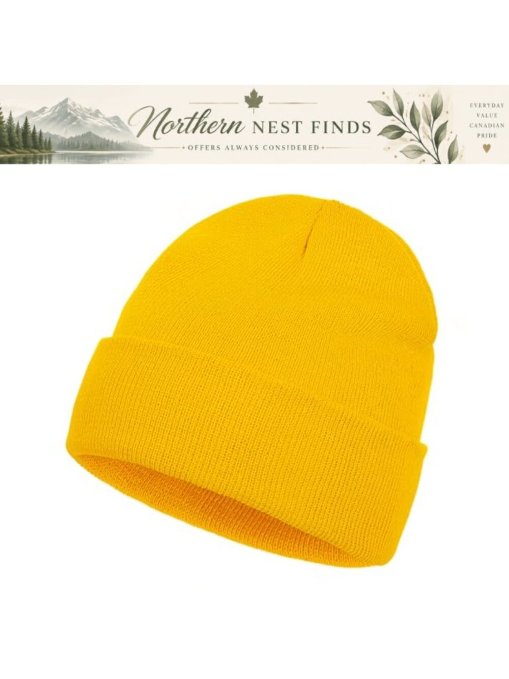 Slouchy Knitted Beanie Hat Winter Warm Acrylic Cuffed Plain Cap
